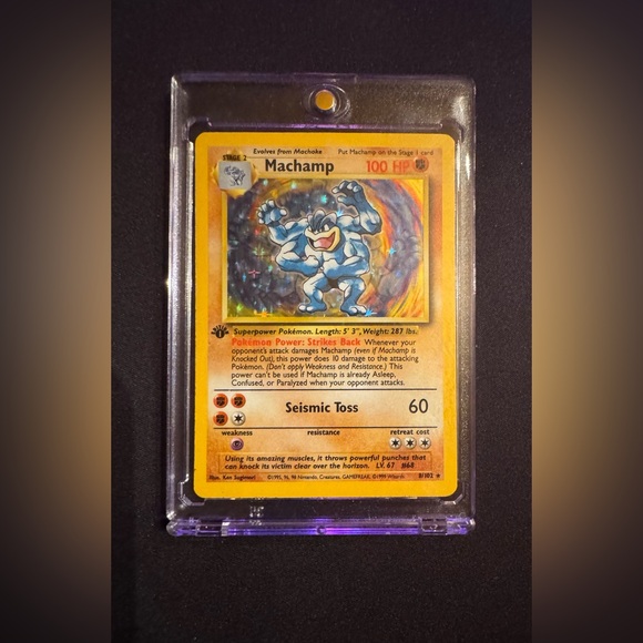 1999 Pokémon Base Set 1st Edition Machamp #8/102 Holo Rare - Picture 1 of 5